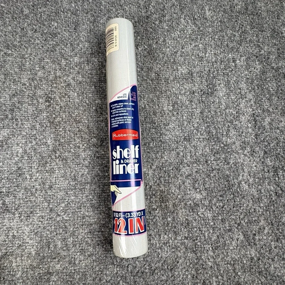 Vintage 90s Y2K Rubbermaid Shelf Drawer Liner 12in‎ x 10ft Lite Adhesive  Gray